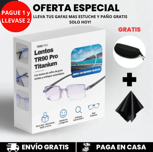[PAGUE 1 y LLEVASE 2] GAFAS TR90 Titanium + Estuche y Paño de limpieza